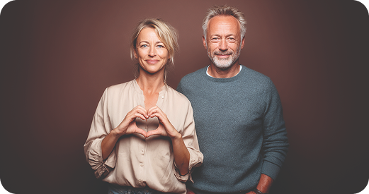 People forming a heart shape with their hands